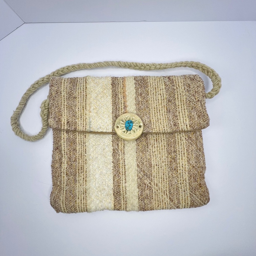 Santa Fe Style Handmade Shoulder Bag by White Doe Turquoise Boho Indie Vintage - Picture 1 of 10